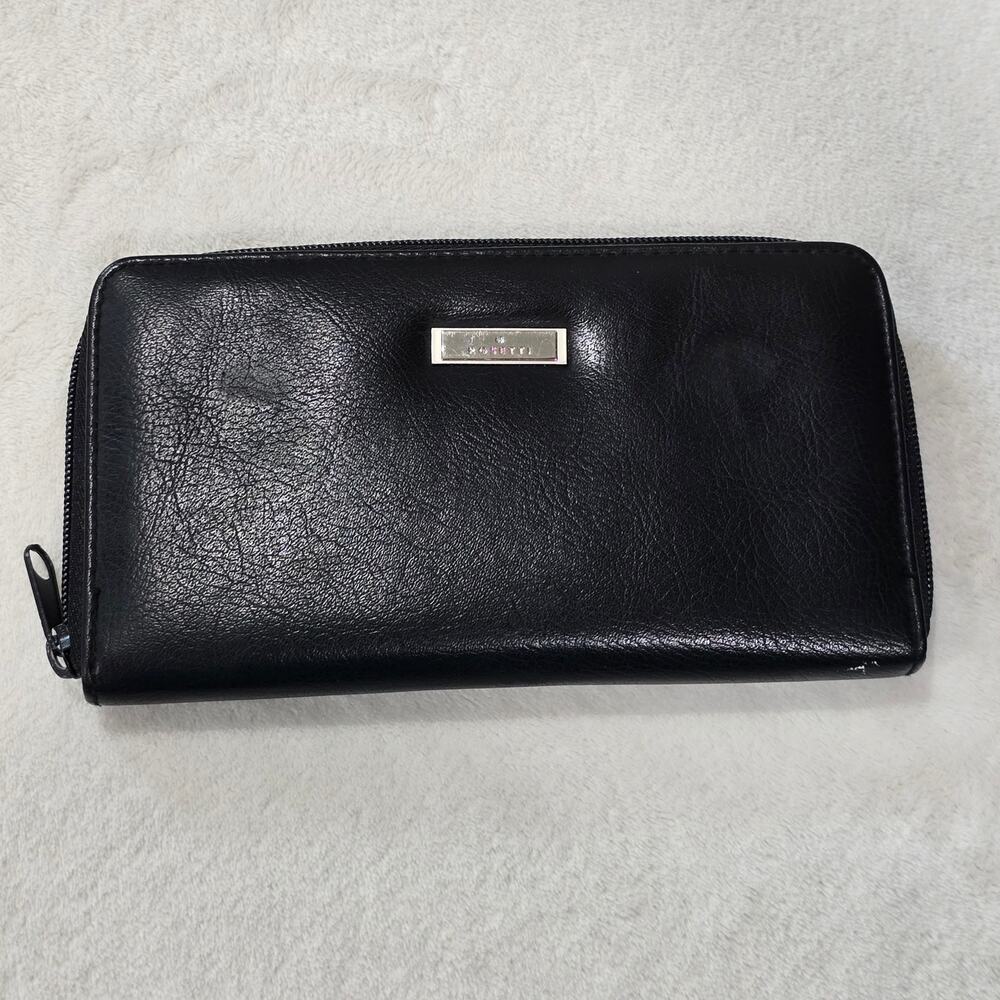 Rosetti Black Faux Leather Zippered Wallet